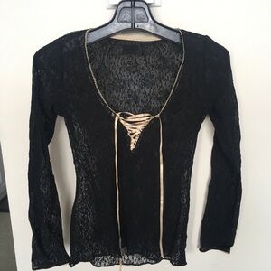 D&G Black Lace Intimate Top with Gold Trim